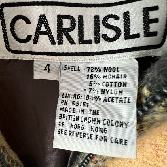 VTG 90s Carlisle crop wool mohair jacket 4 vintage MINT lined pockets roll cuffs - Picture 3 of 12